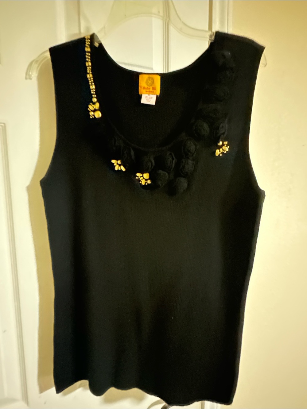 Ruby Rd. Black Sleeveless Knit Top with Gold Accents Size 3X